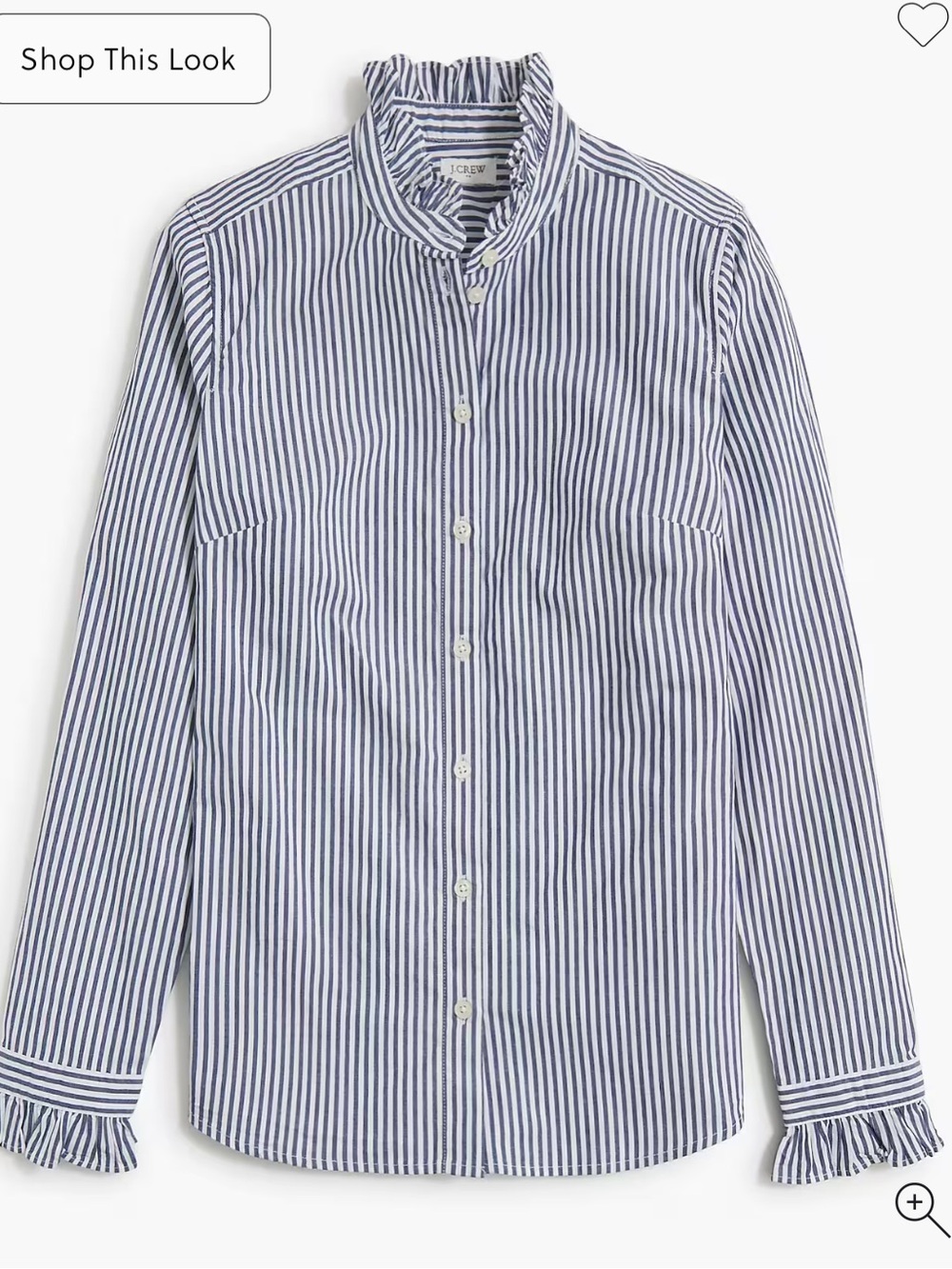 Jcrew Factory Women’s Striped Ruffle neck Button Up Shirt XL - Picture 2 of 8